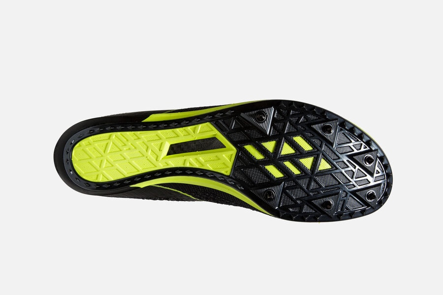 Brooks Elmn8 V8 Spikes Loopschoenen Heren - Zwart/Groen - 970485NZK